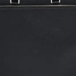 Prada Black Saffiano Lux Leather Double Zip Briefcase