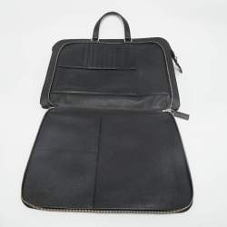 Prada Black Saffiano Lux Leather Double Zip Briefcase