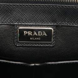 Prada Black Saffiano Lux Leather Double Zip Briefcase