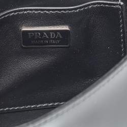 Prada Black Brushed Leather Flap Crossbody Bag