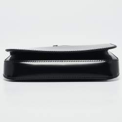 Prada Black Brushed Leather Flap Crossbody Bag