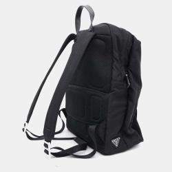 Prada Black Nylon Re-Nylon Xsaffiano Leather Backpack 