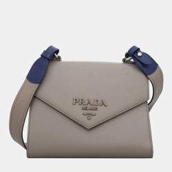 Prada Saffiano Dark Grey Saffiano Leather Envelope Crossbody Bag