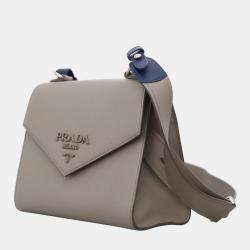Prada Saffiano Dark Grey Saffiano Leather Envelope Crossbody Bag