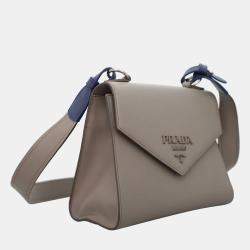Prada Saffiano Dark Grey Saffiano Leather Envelope Crossbody Bag