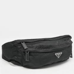 Prada Black Nylon Double Zip Belt Bag