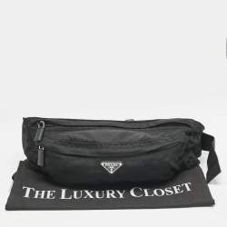 Prada Black Nylon Double Zip Belt Bag