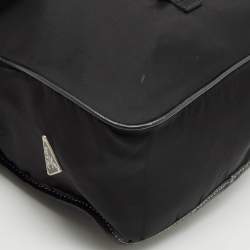 Prada Black Leather and Nylon Pocket Flap Messenger Bag