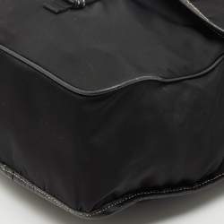 Prada Black Leather and Nylon Pocket Flap Messenger Bag