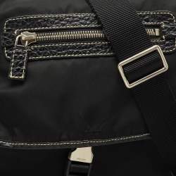 Prada Black Leather and Nylon Pocket Flap Messenger Bag