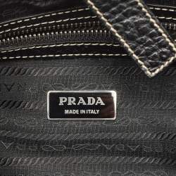Prada Black Leather and Nylon Pocket Flap Messenger Bag