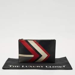 Prada Tricolor Leather Zip Flat Pouch