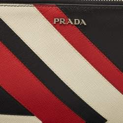 Prada Tricolor Leather Zip Flat Pouch