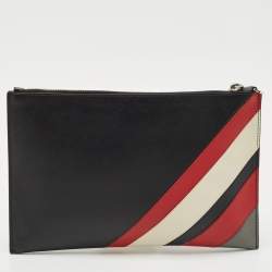 Prada Tricolor Leather Zip Flat Pouch