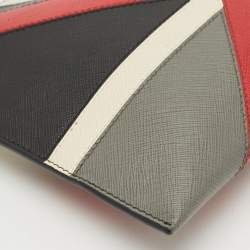 Prada Tricolor Leather Zip Flat Pouch