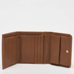Prada Tan Vittello Move Leather Trifold Wallet