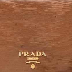 Prada Tan Vittello Move Leather Trifold Wallet