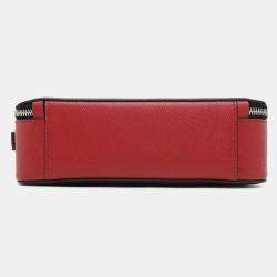 Prada Brique 2Way Shoulder Bag Black/Red Saffiano Leather