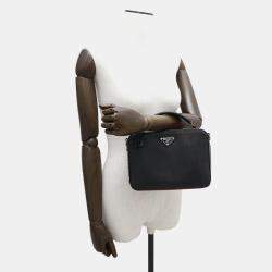 Prada Brique 2Way Shoulder Bag Black/Red Saffiano Leather