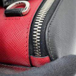 Prada Brique 2Way Shoulder Bag Black/Red Saffiano Leather