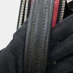 Prada Brique 2Way Shoulder Bag Black/Red Saffiano Leather