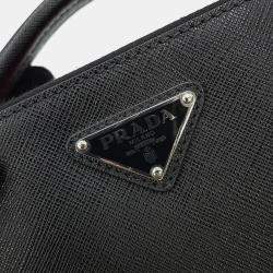 Prada Brique 2Way Shoulder Bag Black/Red Saffiano Leather
