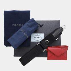 Prada Brique 2Way Shoulder Bag Black/Red Saffiano Leather