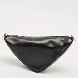 Prada Black Triangle Leather Shoulder Bag