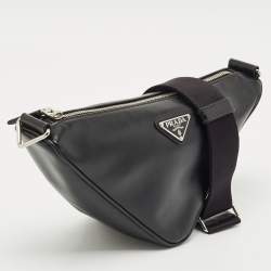 Prada Black Triangle Leather Shoulder Bag