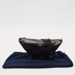 Prada Black Triangle Leather Shoulder Bag