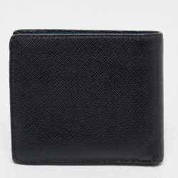 Pre Owned Prada Black Saffiano Metal Leather Logo Bifold Wallet