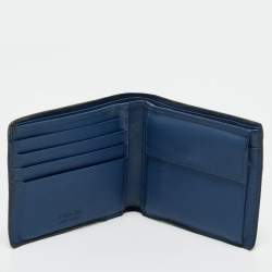 Pre Owned Prada Black Saffiano Metal Leather Logo Bifold Wallet