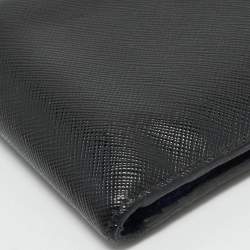 Pre Owned Prada Black Saffiano Metal Leather Logo Bifold Wallet