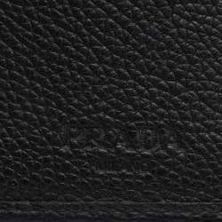 Pre Owned Prada Black Vitello Daino Leather Bifold Wallet