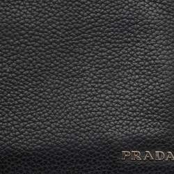 Pre Owned Prada Black Vitello Daino Leather Bifold Wallet
