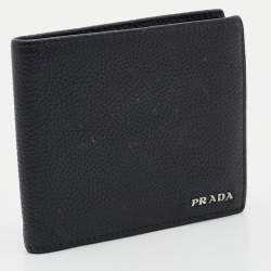 Pre Owned Prada Black Vitello Daino Leather Bifold Wallet