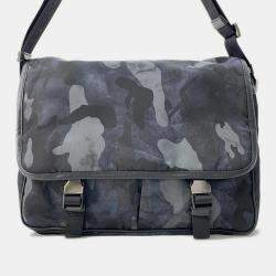 Prada Navy/Black Nylon and Leather Messenger Bag