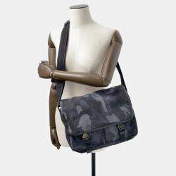 Prada Navy/Black Nylon and Leather Messenger Bag