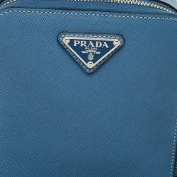 Pre Owned حقيبة برادا سافايانو لوكس جلد أزرق بريك سلينغ
