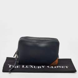 مملوكة مسبقًا حقيبة كلتش معصم برادا جلد سافيانيو أزرق كحلي