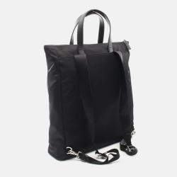 Pre Owned Prada Tessuto Black Nylon Saffiano Leather Backpack Bag