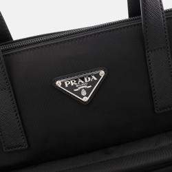 Pre Owned Prada Tessuto Black Nylon Saffiano Leather Backpack Bag