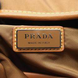 Pre Owned Prada Tessuto Vitello Brown Nylon Leather Backpack