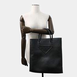 Pre Owned Prada Saffiano Leather 2way Tote Bag Black Leather