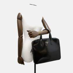 Pre Owned Prada 2Way Business Bag Black Brushedleather