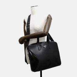 Pre Owned Prada 2Way Business Bag Black Brushedleather