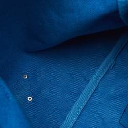 Pre Owned Prada Blue Canvas Canapa VZ Initial Drawstring Convertible Bag