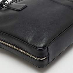 مملوكة مسبقًا حقيبة مستندات سفر برادا جلد سافيانو أسود ومضغوط بتنقش التمساح