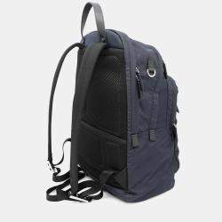 Pre Owned Prada Re-Nylon Navy Nylon Leather Backpack