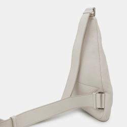 Pre Owned Prada Triangle Logo White Leather Crossbody Bag